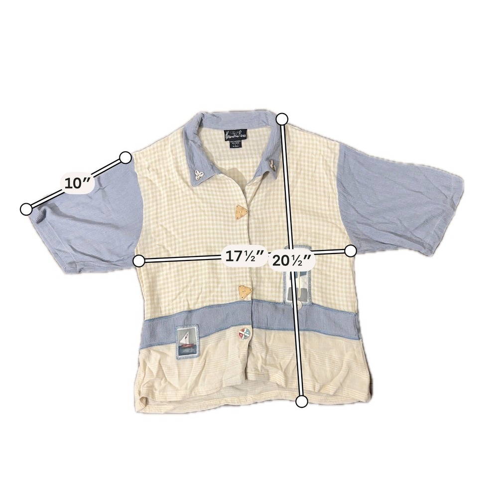Alexandria Pierce Vintage Nautical Patchwork Costal 90's Button Up Women's L - Picture 9 of 11